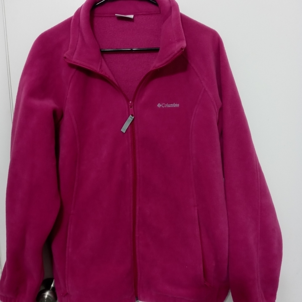 Columbia Full Zip Barbie Pink Fleece Embroidered Logo Women's Jacket